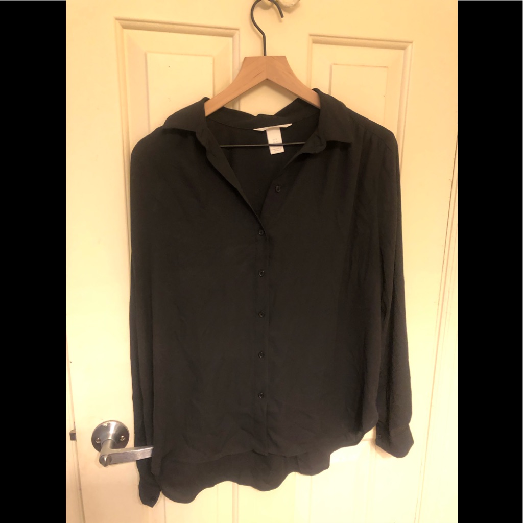 Black Sheer Button Down